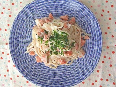 【早業】カロリー&糖質オフ 鮭の豆腐クリームパスタ